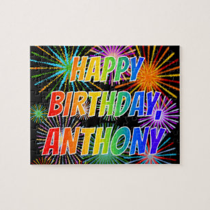 Vorname "ANTHONY", Spaß "GLÜCKLICHER BIRTHTAG" Puzzle