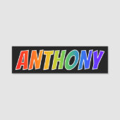 Vorname "ANTHONY": Spaß-Regenbogen-Farbton Namensschild (Vorderseite)