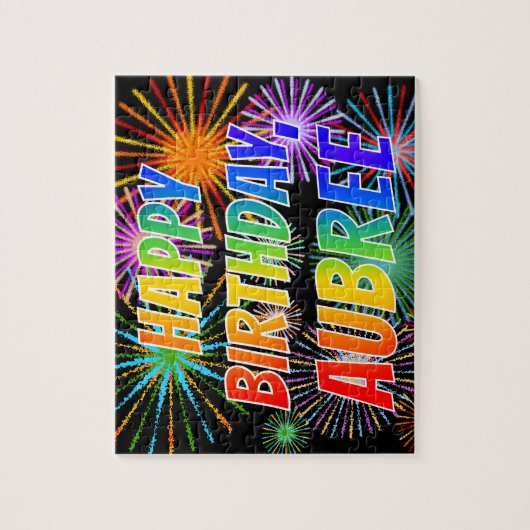 Vorname "AUBREE", Fun "HAPPY BIRTHDAY" Puzzle (Vertikal)