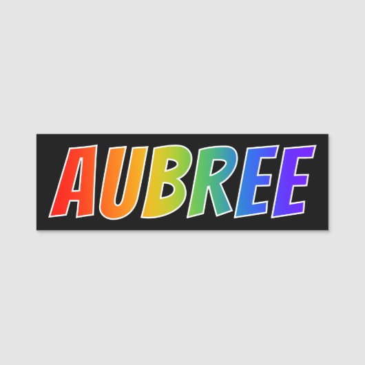 Vorname "AUBREE": Spaß-Regenbogen-Farbton Namensschild (Vorderseite)
