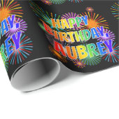 Vorname "AUBREY", Fun "HAPPY BIRTHDAY" Geschenkpapier (Rolleneckpunkt)