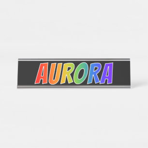 Vorname "AURORA": Fun Rainbow Coloring Schreibtischnamensplakette