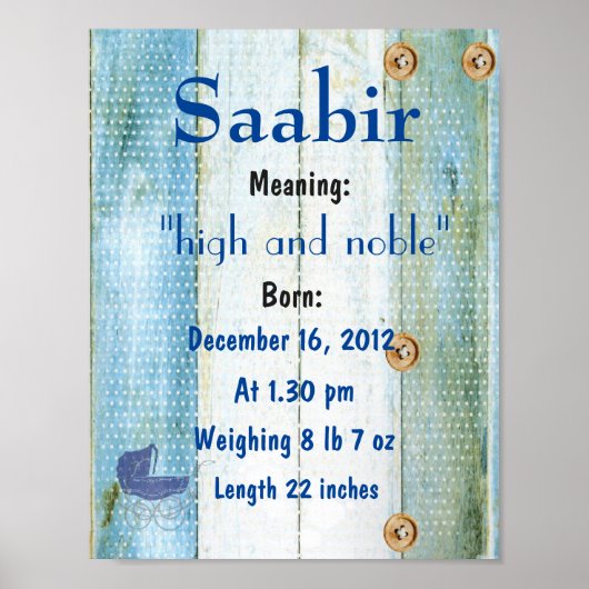 Vorname bedeutet Keepake-Kinderzimmer Poster (Vorne)