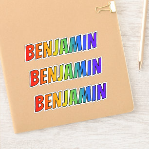 Vorname "BENJAMIN" mit Spaß-Regenbogen-Farbton Aufkleber