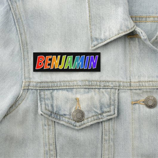 Vorname "BENJAMIN": Spaß-Regenbogen-Farbton Namensschild (Beispiel)