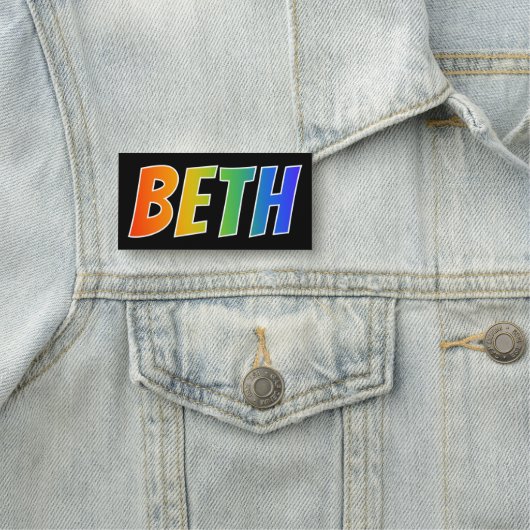 Vorname "BETH": Spaß-Regenbogen-Farbton Namensschild (Beispiel)