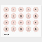 Vorname Blush Gray für benutzerdefinierte Monogram Runder Aufkleber (Blatt)