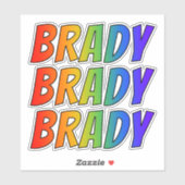 Vorname "BRADY" mit/ Fun Rainbow Coloring Aufkleber (Blatt)