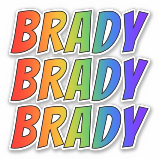 Vorname "BRADY" mit/ Fun Rainbow Coloring Aufkleber (Vorderseite)