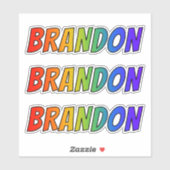 Vorname "BRANDON" mit/ Fun Rainbow Coloring Aufkleber (Blatt)