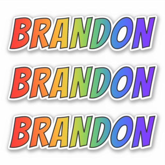 Vorname "BRANDON" mit/ Fun Rainbow Coloring Aufkleber (Vorderseite)