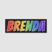 Vorname "BRENDA": Spaß-Regenbogen-Farbton Namensschild (Vorderseite)