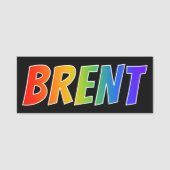 Vorname "BRENT": Fun Rainbow Coloring Namensschild (Vorderseite)