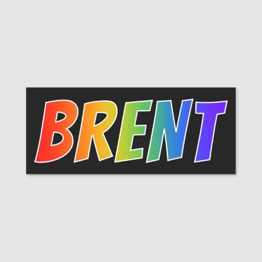 Vorname "BRENT": Fun Rainbow Coloring Namensschild (Vorderseite)