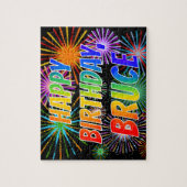 Vorname "BRUCE", Fun "HAPPY BIRTHDAY" Puzzle (Vertikal)