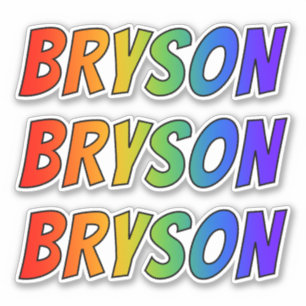 Vorname "BRYSON" mit Spaß-Regenbogen-Farbton Aufkleber