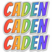 Vorname "CADEN" mit/ Fun Rainbow Coloring Aufkleber (Vorderseite)