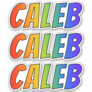 Vorname "CALEB" mit Spaß-Regenbogen-Farbton Aufkleber