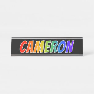 Vorname "CAMERON": Fun-Regenbogenfarben Schreibtischnamensplakette
