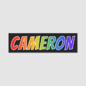 Vorname "CAMERON": Spaß-Regenbogen-Farbton Namensschild (Vorderseite)