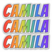 Vorname "CAMILA" mit/ Fun Rainbow Coloring Aufkleber (Vorderseite)