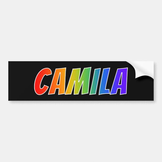 Vorname "CAMILA": Spaß-Regenbogen-Farbton Autoaufkleber (Vorne)