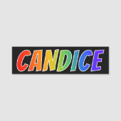Vorname "CANDICE": Fun Rainbow Coloring Namensschild (Vorderseite)