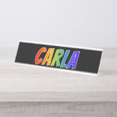 Vorname "CARLA": Fun Rainbow Coloring Schreibtischnamensplakette (Vorderseite )