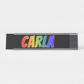 Vorname "CARLA": Fun Rainbow Coloring Schreibtischnamensplakette (Vorderseite )