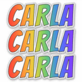 Vorname "CARLA" mit/ Fun Rainbow Coloring Aufkleber (Vorderseite)