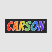 Vorname "CARSON": Spaß-Regenbogen-Farbton Namensschild (Vorderseite)