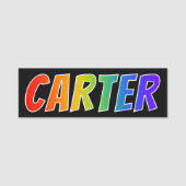Vorname "CARTER": Spaß-Regenbogen-Farbton Namensschild (Vorderseite)