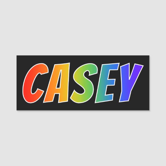 Vorname "CASEY": Spaß-Regenbogen-Farbton Namensschild (Vorderseite)
