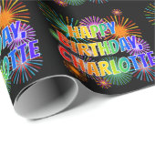 Vorname "CHARLOTTE", Fun "HAPPY BIRTHDAY" Geschenkpapier (Rolleneckpunkt)