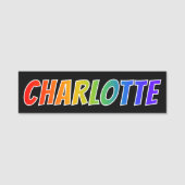 Vorname "CHARLOTTE": Spaß-Regenbogen-Farbton Namensschild (Vorderseite)