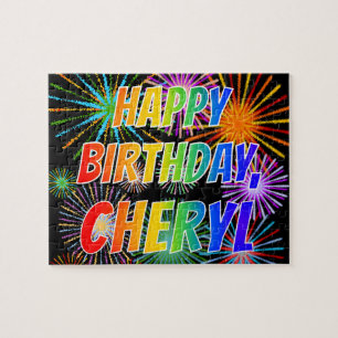 Vorname "CHERYL", Spaß "GLÜCKLICHER GEBURTSTAG" Puzzle