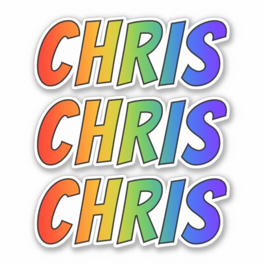 Vorname "CHRIS" mit/ Fun Rainbow Coloring Aufkleber (Vorderseite)