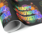 Vorname "CHRISTINA", Fun "HAPPY BIRTHDAY" Geschenkpapier (Rolleneckpunkt)