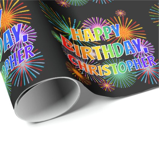 Vorname "CHRISTOPHER", Fun "HAPPY BIRTHDAY" Geschenkpapier (Rolleneckpunkt)