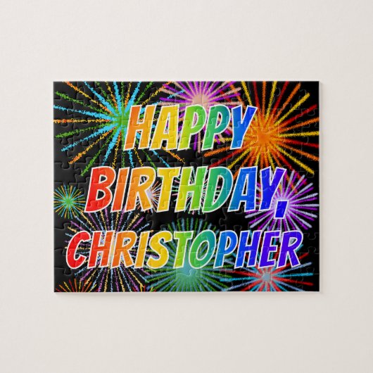 Vorname "CHRISTOPHER", Fun "HAPPY BIRTHDAY" Puzzle (Horizontal)