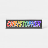 Vorname "CHRISTOPHER": Spaß-Regenbogen-Farbton Schreibtischnamensplakette (Vorderseite )