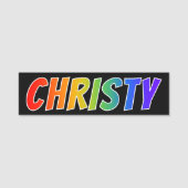 Vorname "CHRISTY": Fun Rainbow Coloring Namensschild (Vorderseite)