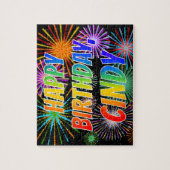Vorname "CINDY", Fun "HAPPY BIRTHDAY" Puzzle (Vertikal)