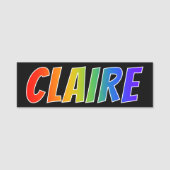 Vorname "CLAIRE": Spaß-Regenbogen-Farbton Namensschild (Vorderseite)