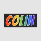Vorname "COLIN": Spaß-Regenbogen-Farbton Namensschild (Vorderseite)