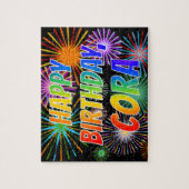 Vorname "CORA", Fun "HAPPY BIRTHDAY" Puzzle (Vertikal)