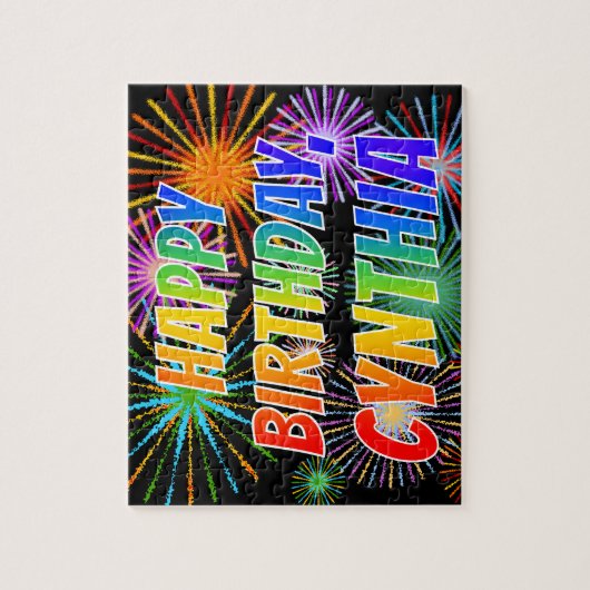 Vorname "CYNTHIA", Fun "HAPPY BIRTHDAY" Puzzle (Vertikal)