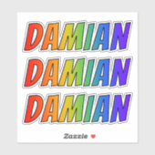Vorname "DAMIAN" mit/ Fun Rainbow Coloring Aufkleber (Blatt)
