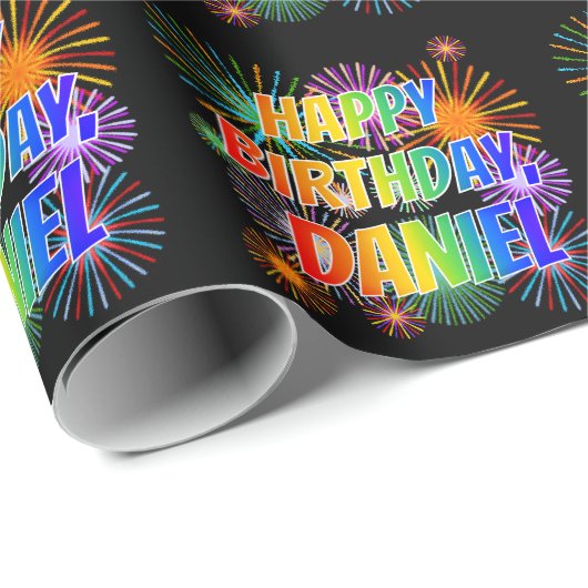 Vorname "DANIEL", Fun "HAPPY BIRTHDAY" Geschenkpapier (Rolleneckpunkt)