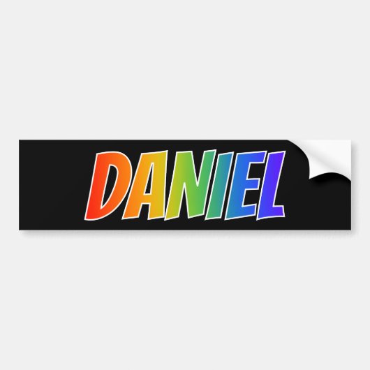 Vorname "DANIEL": Spaß-Regenbogen-Farbton Autoaufkleber (Vorne)